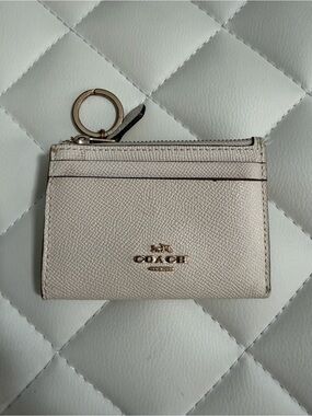 Coach Leather Card and Coin Case with Key Ring